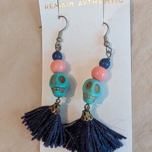 Colorful Skull Tassel Earrings